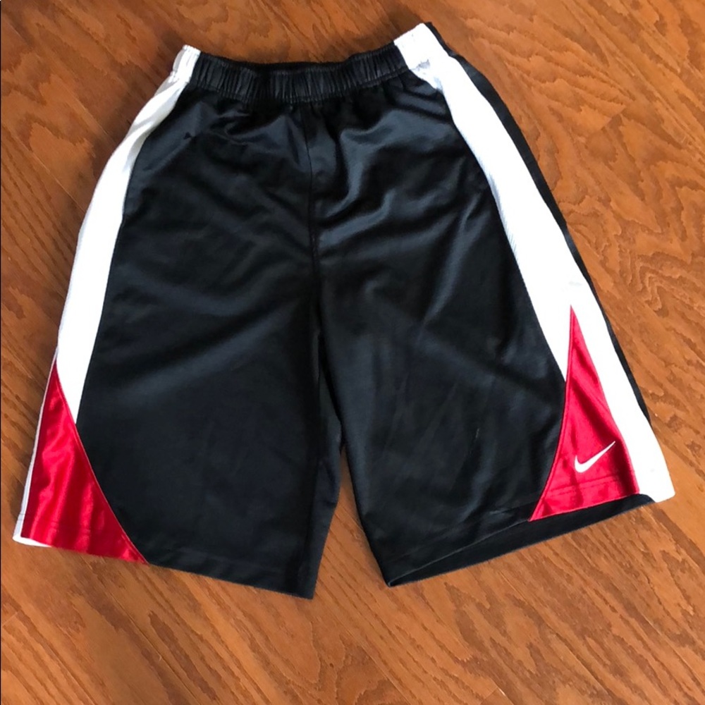 Nike Black White Red Boys Basketball Shorts